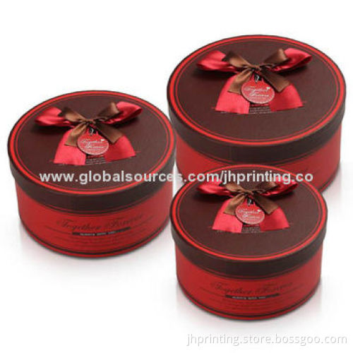 Cylinder Gift Box With Bowknot and Tag, Made of Art Paper and Stiff Cardboard, OEM Orders Accepted